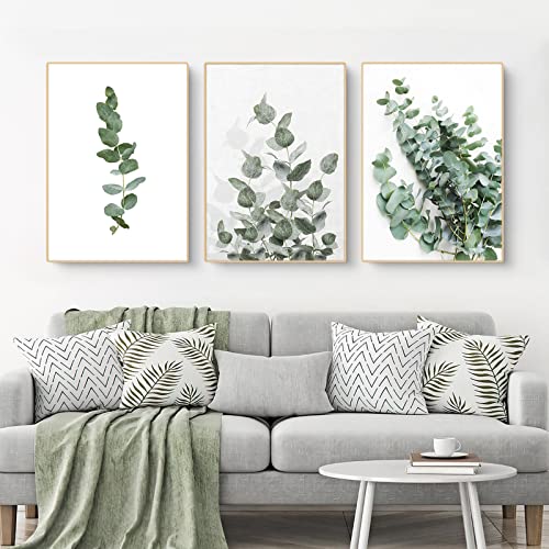 CULASIGN 3er Set Premium Poster,Moderne Grüne Pflanzen Poster Set Bilder,Grüne Blätt Bilder für Schlafzimmer Wohnzimmer Deko,Ohne Rahmen (B, 30x40cm) von CULASIGN