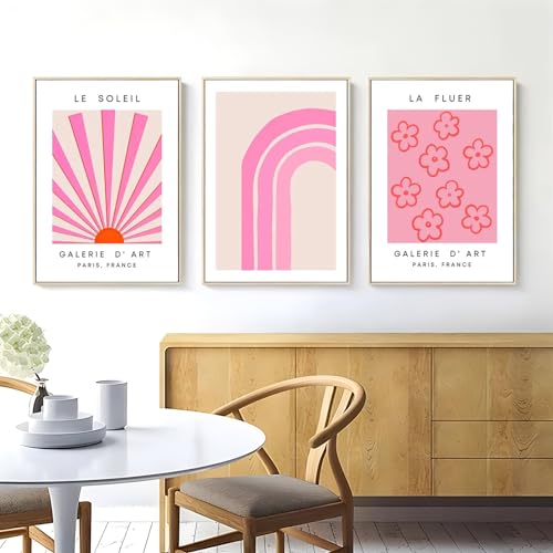 CULASIGN Flower 3er Poster Set, Pink Rosa Leinwand Bilder Wandbilder Ästhetische Drucke Wandkunst, Posters Collage für Innendekoration Y2k Wall Decor Schlafzimmer Wohnzimmer (50 x 70 cm,Stil A) von CULASIGN