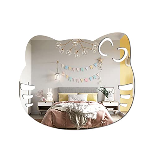 CULASIGN Kinder Tier Acryl Spiegel Aufkleber, DIY Selbstklebende Kaninchen Kätzchen Herz Bär Muster Wandspiegel Aufkleber Deko Spiegel für Kinderzimmer Schminktisch Badzimmer (H) von CULASIGN