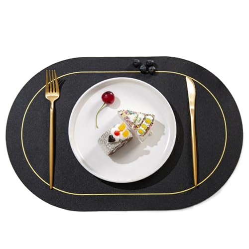 CULASIGN PU Leder Tischsets Platzsets, Abwaschbar Wasserdicht 45x30 cm Kunstleder Lederoptik Platzdecken für Hause Küche Restaurant Party Decor (Schwarz,4 Stück) von CULASIGN
