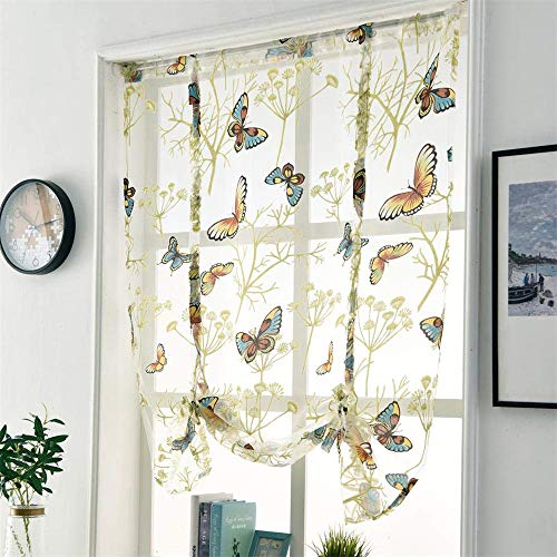 CULASIGN Raffrollo Stickerei Blumen Voile Schmetterling Transparent Gardine Vorhang Schlaufenschal Deko für Wohnzimmer Schlafzimmer Studierzimmer 1PC (140 * 140cm) von CULASIGN