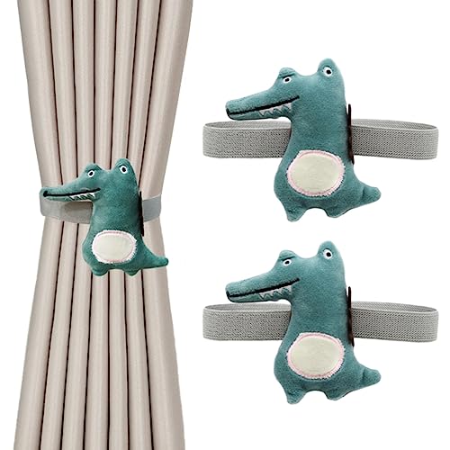 CULASIGN Vorhang Raffhalter, 2 Stück Raffhalter ​für Vorhänge,Wolken Sterne Seestern Vorhang Seil, Kinder Vorhanghalter Gardinenhalter für Kinderzimmer Vorhang (Grünes Krokodil,2pcs) von CULASIGN