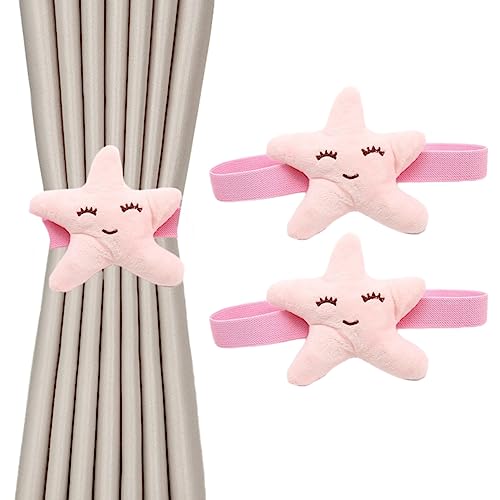 CULASIGN Vorhang Raffhalter, 2 Stück Raffhalter ​für Vorhänge,Wolken Sterne Seestern Vorhang Seil, Kinder Vorhanghalter Gardinenhalter für Kinderzimmer Vorhang (Rosa Seestern,2pcs) von CULASIGN