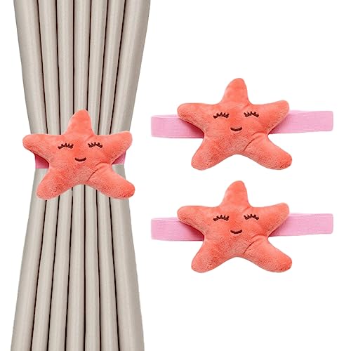 CULASIGN Vorhang Raffhalter, 2 Stück Raffhalter ​für Vorhänge,Wolken Sterne Seestern Vorhang Seil, Kinder Vorhanghalter Gardinenhalter für Kinderzimmer Vorhang (Roter Seestern,2pcs) von CULASIGN