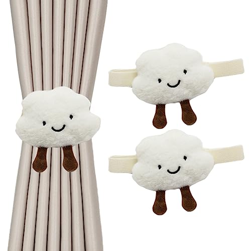 CULASIGN Vorhang Raffhalter, 2 Stück Raffhalter ​für Vorhänge,Wolken Sterne Seestern Vorhang Seil, Kinder Vorhanghalter Gardinenhalter für Kinderzimmer Vorhang (Weiße Wolke,2pcs) von CULASIGN