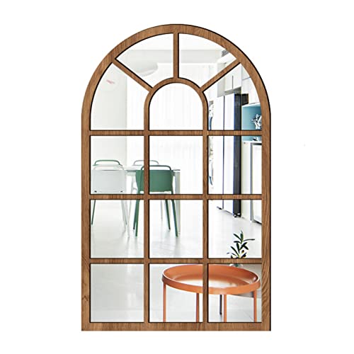 CULASIGN Wandspiegel mit Fensteroptik, 27x42cm, Vintage Bogen Spiegel Fensterspiegel Dekospiegel Dekorativer Hängespiegel für Flur, Schlafzimmer, Wohnzimmer (Braun,MZ420) von CULASIGN