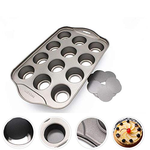 CULER 12Cups Mini Cheesecake Pan-Muffin-Form Stahl Antihaft-Beschichtung mit rundem Boden Kuchen Bakeware Werkzeug von CULER