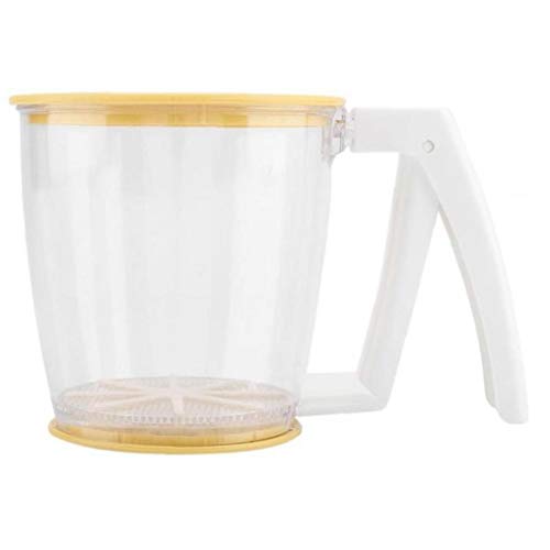 CULER Hand Cup Mehlsieb Sieb Pulver-Mesh-Sieb Backmaterial Werkzeuge mit Deckel Mehlsieb Weiß von CULER