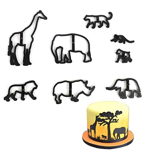 Tier Ausstecher Kunststoff Elefant Giraffe Leopard Fondant Cutter Safari Silhouette Kuchenform 8pcs von Culer