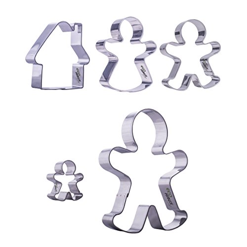 CULIMI Ausstechformen Lebkuchen - 5 Stück Set Plätzchen Ausstecher Lebkuchenpuppe Lebkuchenhaus Lebkuchenmann Edelstahl von CULIMI