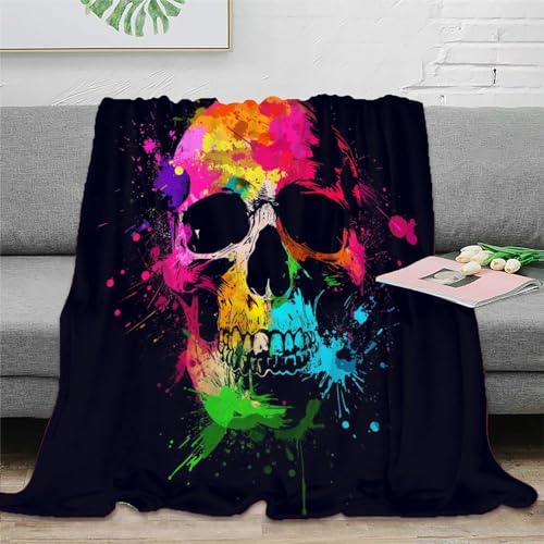 CULPRT Flauschig Decke Flanell Fleecedecke Sofadecke Blanket 3D Skull Vier Jahreszeiten Weich Deckeldecke Wohndecke Für Bett Sofa Schlafzimmer Büro 60x80inch(150x200cm) von CULPRT