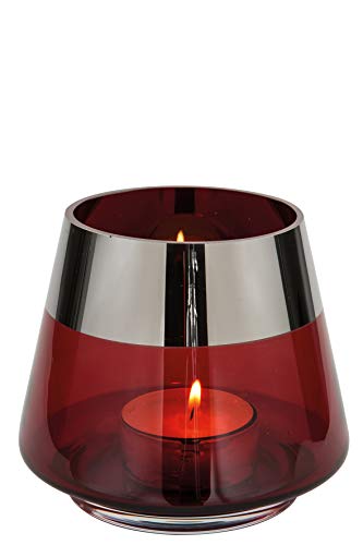 CULT at home Fink Windlicht Teelichthalter klein - Weihnachtsdeko - Geschenke für Frauen - Deko Weihnachten Adventsdeko - Tischdeko Hochzeit rot mit Silber farbenem Rand - Höhe 13 cm CULT at home Fink Windlicht Teelichthalter klein - Weihnachtsdeko - Geschenke für Frauen - Deko Weihnachten Adventsdeko - Tischdeko Hochzeit rot mit Silber farbenem Rand - Höhe 13 cm von CULT at home