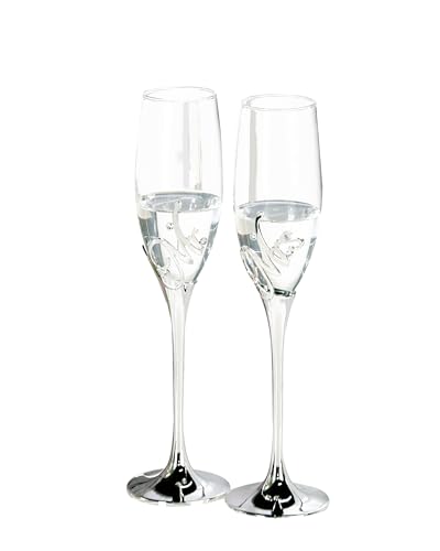 CULT at home Sektgläser Geschenkset Mr & Mrs - 2 ausgefallene Sektgläser Hochzeit im hochwertigen Geschenkkarton – Sektglas Deko Tischdeko Hochzeitsdeko Höhe Gläser 27 cm von CULT at home
