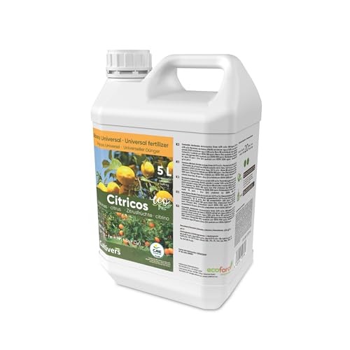 CULTIVERS ECO10F00268 Bio Zitrusdünger Flüssigkeit 5 L. Grünere Blätter und erhöht die Fruchtgröße. 100% natürlicher Dünger von CULTIVERS