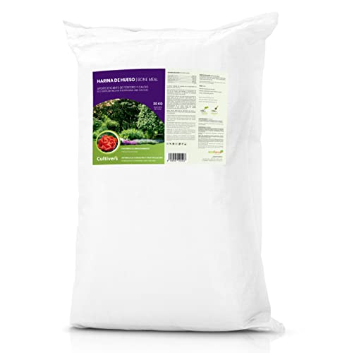 CULTIVERS Knochenmehl 20 kg. Organischer Dünger für Pflanzen. Versorgt Pflanzen mit Phosphor und Calcium. 100% natürlicher Dünger verbessert die Fruchtqualität von CULTIVERS