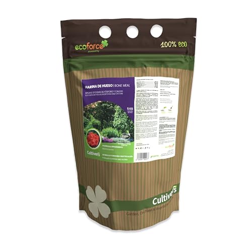 CULTIVERS Knochenmehl 5 kg. Organischer Dünger für Pflanzen. Versorgt Pflanzen mit Phosphor und Calcium. 100% natürlicher Dünger verbessert die Fruchtqualität von CULTIVERS