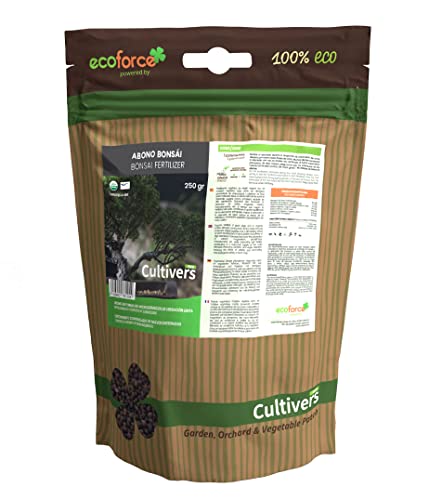 CULTIVERS Ökologische Bonsai-Dünger 250 g. Dünger natürlichem Ursprung, Granulat mit langsamer und kontrollierter Freisetzung mit NPK 8-1-5+74% M.O. und Huminsäuren. von CULTIVERS