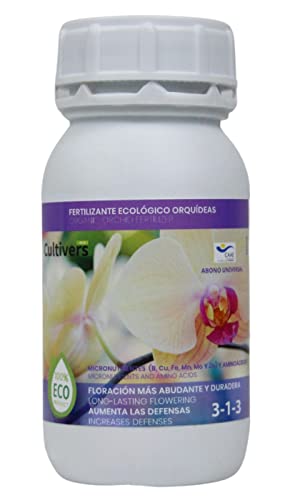 CULTIVERS Organischer Orchideendünger 250 ml. Flüssigdünger Gesundes Wachstum, erhöhte Blüte und intensiviert die Farbe mit Makronährstoffen und Mikronährstoffen. 100% organischer von CULTIVERS