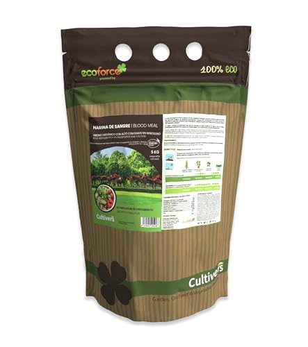 CULTIVERS Blutmehl 5 kg. Organischer Dünger mit einem hohen Gehalt an Stickstoff, hemischem Eisen und organischen Stoffen. Natürlicher Wachstumsaktivatordünger für Nutzpflanzen von CULTIVERS