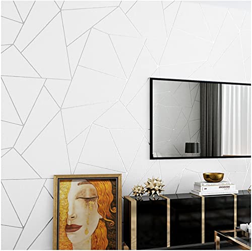 Grauweiß Vliestapete Moderne Minimalistische Streifen Tapete 3D Geometrischer Diamant Tapete für Wohnzimmer Schlafzimmer TV Hintergrundwand - 0,53 m x 9.5 m von CULTS
