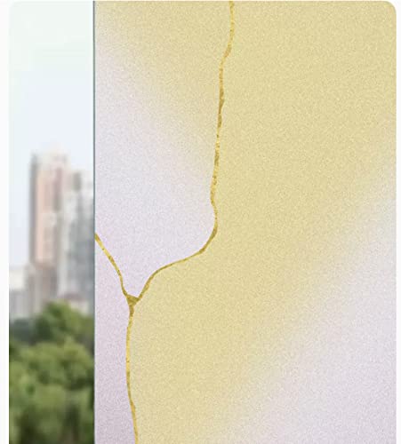 Statische Fensterfolie selbsthaftend Blickdicht 44,5x200 cm Gelber geometrischer Streifen Sichtschutzfolie Fenster Milchglasfolie Statisch Haftend Anti-UV Für Büro Küche Wohnzimme Badezimmer von CULTS