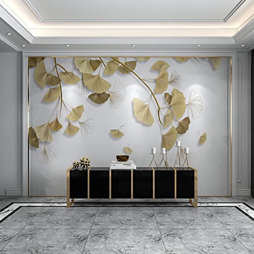 Vlies Fototapete Pflanzen Ginkgo Biloba Blätter 3D Effekt Vlies Tapeten Wandtapete XXL Moderne Wanddeko Wohnzimmer Schlafzimmer Büro Flur 350 cm B x256 cm H von CULTS