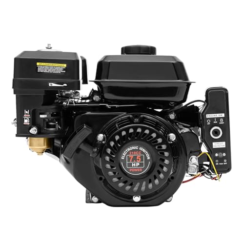 CUMELLIIR Benzinmotor 7.5PS, Elektrostarter 7.5PS 4 Takt Benzinmotor Standmotor, Go Kart Motor 3kw 3600RPM 210CC, Benzinmotor Standmotor Benzinmotor 4 Takt Mini für Go-Karts Rasenmäher, Usw Schwarz von CUMELLIIR