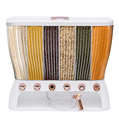 CUMELLIIR Müslispender 6 Gitter, Müslispender Gastronomie mit Reistrichter, Küchen Spender Müsli 22lbs, Cerealienspender Müslispender Müsli für Küchenlebensmittel von CUMELLIIR