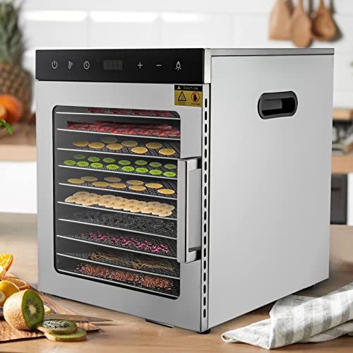 Dörrautomat Edelstahl 10 Etagen, Lebensmittel Dehydrator 30-90°C Obsttrockner, 800w Dörrgerät Für Lebensmittel Fleisch Früchte von CUMELLIIR