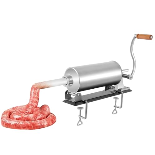 Wurstfüller Manuell Horizontal Wurstfüllmaschine Wurstmaschine Mit 4* Füllrohre Und Tischklemme, Professionelle Wurstpresse Wurst Abfüllmaschine 3l / 3kg von CUMELLIIR