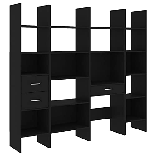 CUMYZO 4-teiliges Bücherschrank-Set, schwarzes Holzwerkstoff, Möbelregale, Bücherregale und Standregale CUMYZO 4-teiliges Bücherschrank-Set, schwarzes Holzwerkstoff, Möbelregale, Bücherregale und Standregale von CUMYZO