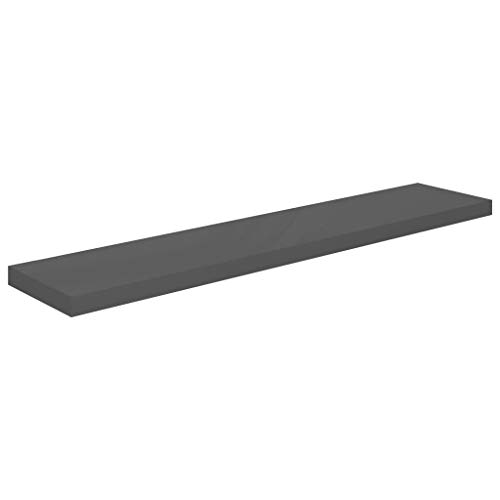 CUMYZO Bilderrahmen-Regale, MDF-Wandmontage, schwebende Regale für Ausstellung, Aufbewahrungsregale für Wohnzimmer, Schlafzimmer, Büro, Hochglanz-Grau, 120 x 23,6 x 3,8 cm, 4 Stück von CUMYZO