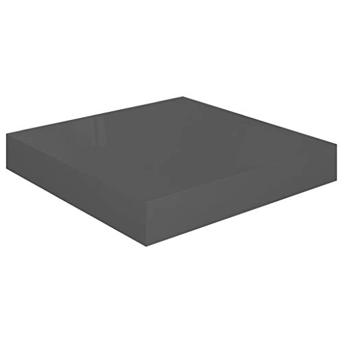 CUMYZO Bilderrahmen-Regale, MDF-Wandmontage, schwebende Regale für Ausstellung, Aufbewahrungsregale für Wohnzimmer, Schlafzimmer, Büro, Hochglanz-Grau, 23,1 x 23,6 x 3,8 cm, 4 Stück von CUMYZO