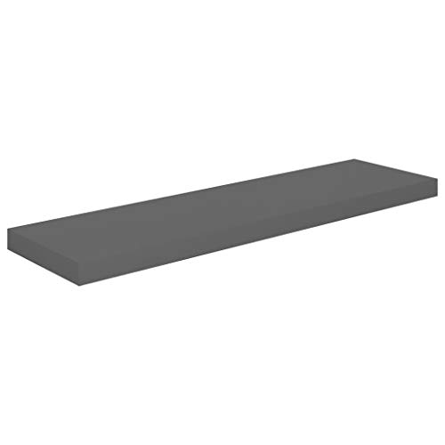 CUMYZO Bilderrahmen-Regale, MDF-Wandmontage, schwebende Regale für Ausstellung, Aufbewahrungsregale für Wohnzimmer, Schlafzimmer, Büro, Hochglanz-Grau, 89,9 x 23,6 x 3,8 cm, 4 Stück von CUMYZO