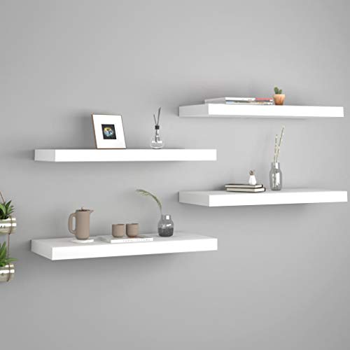 CUMYZO Bilderrahmen-Regale, MDF-Wandmontage, schwebende Regale für Display, Aufbewahrungsregale für Wohnzimmer, Schlafzimmer, Büro, Weiß, 59,9 x 23,6 x 3,8 cm, 4 Stück von CUMYZO