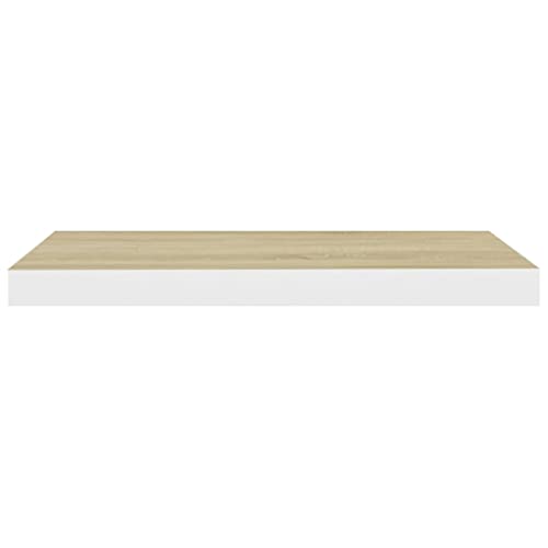 CUMYZO Schwebendes Wandregal, Eichenholz und Weiß, 59,9 x 23,6 x 3,8 cm, MDF, 1,7 kg, Wandregale und -leisten von CUMYZO