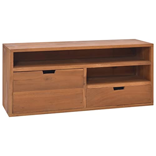 CUMYZO TV-Ständer aus Holz, Wandmontage, Bauernhaus-Fernsehständer mit Stauraum und verstellbaren Regalen, Medienkonsolentisch, Unterhaltungszentrum für Wohnzimmer, rustikal von CUMYZO