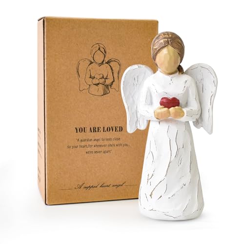 CUNTAUK Schutzengel-Statue, heilende Engel-Figuren für Frauen, Harzengel Statue hält ein Herz für Thanksgiving, Weihnachten, Heimdekoration, Ornament, Gedenkgeschenke CUNTAUK Schutzengel-Statue, heilende Engel-Figuren für Frauen, Harzengel Statue hält ein Herz für Thanksgiving, Weihnachten, Heimdekoration, Ornament, Gedenkgeschenke von CUNTAUK