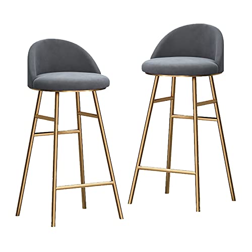 Barhocker mit Rückenlehne und Fußstütze Barhocker Gegenhöhe mit Rückenlehne 2er Set, Gepolsterte Gegengriffe Stühle, Kücheninselstühle für Zuhause/Café/Café, Samt Sitz und Metallbeine, Se von CUNTO