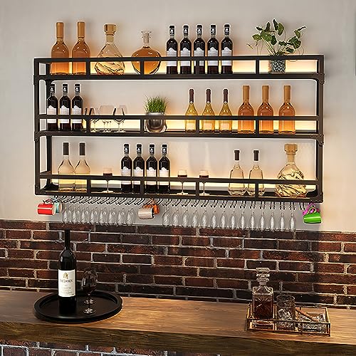CUNTO Wandmontiertes Weinregal aus Metall – stilvoller Halter für Spirituosen- und Weinflaschen – ideale Aufbewahrungslösung für Bar, Küche und Wohnzimmer von CUNTO