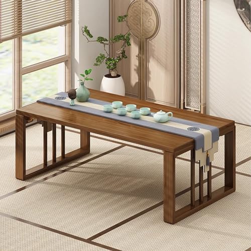 Japanischer Esstisch, faltbarer japanischer Couchtisch, kleiner Tatami-Tisch, Couchtisch, kleiner schwimmender Fenster-Couchtisch für Zuhause, Esstisch (Kirschholz-Farbe, 80 cm) von CUNTO