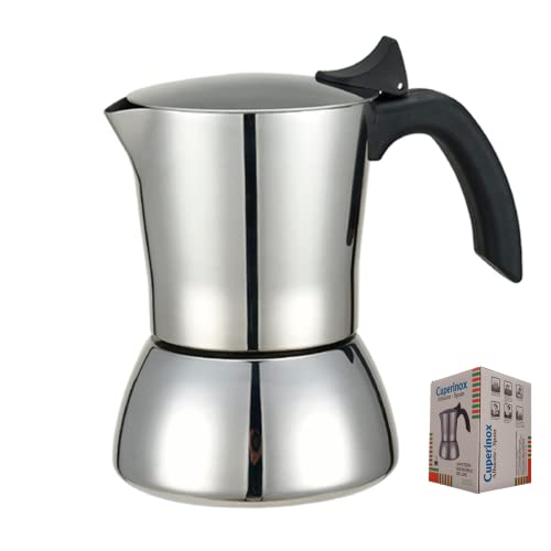 CUPERINOX Deluxe-Edelstahl-Kaffeemaschine, italienische Kaffeemaschine, 10 Tassen, italienische Induktions-Edelstahl-Kaffeemaschine, Anti-Brand-Griff von CUPERINOX