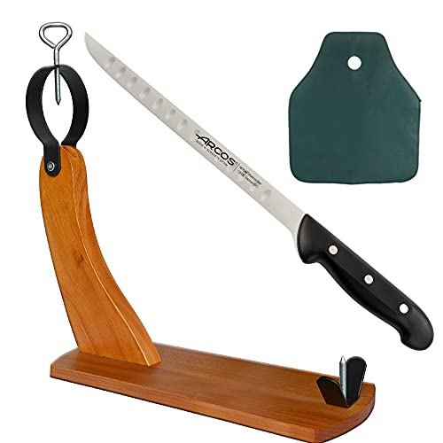 CUPERINOX schinkenhalter | Serrano schinken Halterung | professionelles Schinkenmesser mit Alveolen | schinkenhalter mit Messer von CUPERINOX