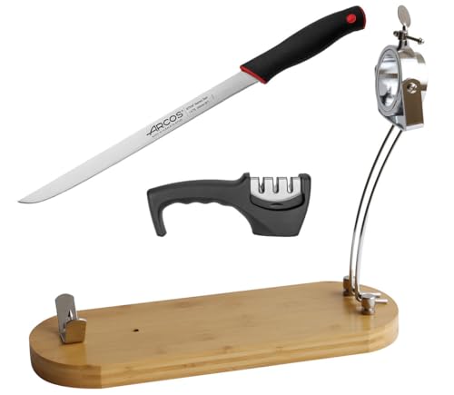 CUPERINOX Schinkenhalter aus Bambus, zusammenklappbar und drehbar, mit professionellem Messer, Schinkenabdeckung | Elite Collection Schinkenhalter von CUPERINOX