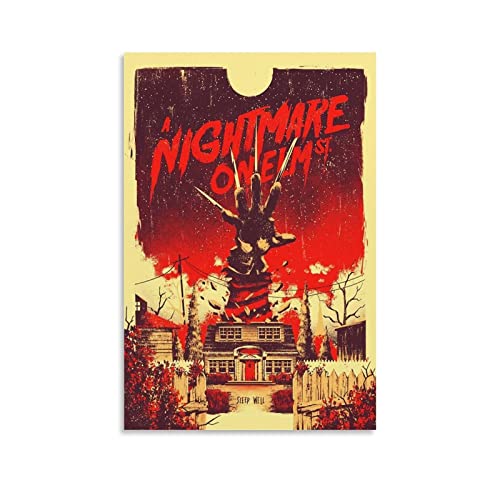 Nightmare On Elm Street Horror Movie Vintage Poster Prints auf Leinwand Home Wall Decor Bild Print Modern Family Bedroom Decor Poster 40 x 60 cm von CUQ