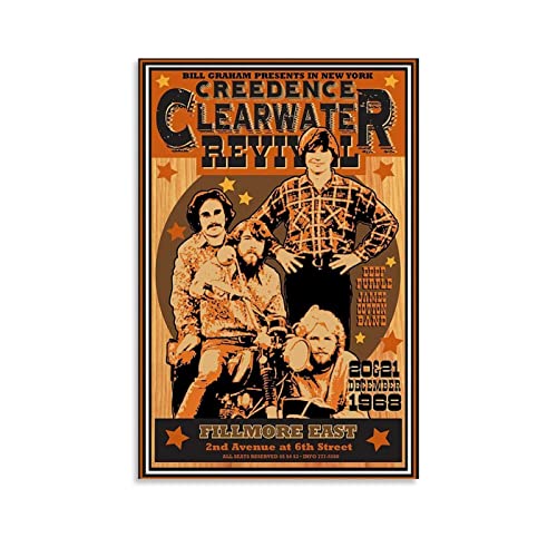Rock Music Band Creedence Clearwater Revival Vintage Poster Drucke auf Leinwand Home Wand Decor Bild Druck Modern Family Bedroom Decor Poster 08x12inch (20x30cm) von CUQ
