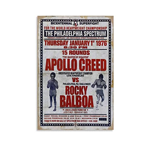 Rocky Balboa Vs Apollo, motivierendes Vintage-Poster, Heimdekoration, Wanddekoration, Geschenk, Leinwand, Wandkunst, Schlafzimmer, Gemälde, 40 x 60 cm von CUQ