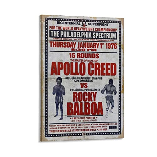 Rocky Balboa Vs Apollo, motivierendes Vintage-Poster, Heimdekoration, Wanddekoration, Geschenk, Leinwand, Wandkunst, Schlafzimmer, Gemälde, 30 x 45 cm von CUQ