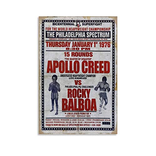 Rocky Balboa Vs Apollo, motivierendes Vintage-Poster, Heimdekoration, Wanddekoration, Geschenk, Leinwand, Wandkunst, Schlafzimmer, Gemälde, 30 x 45 cm von CUQ