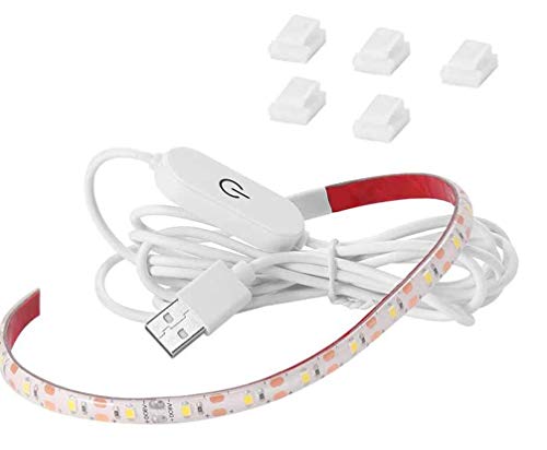 CUQI USB-Nähmaschinenlichtstreifen, 5V 30CM LED-Nählichtstreifen mit Touch-Dimmer und Klebeclips, 18 dimmbare LED-Fit-Nähmaschinen, Küchenschrank, Babybetten (weiß) von CUQI